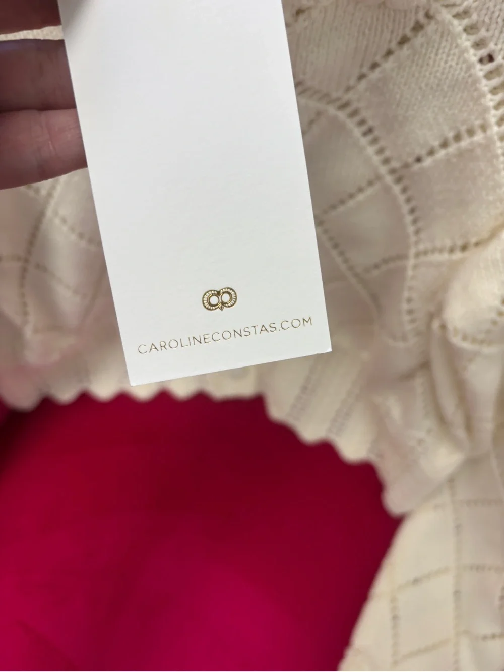 New Caroline Constas Cream Floral Knit Button-Up Women's Sweater Cardigan small - Picture 14 of 15